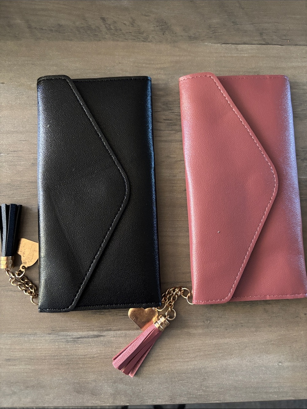 Women's Envelope Clutch Wallet - Black and Mauve